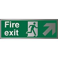 Brushed Aluminium Sign 1.5mm S/A Exit Man Running Right & Arrow Pointing Up Brushed Aluminium Sign 1.5mm S/A Exit Man Running Right & Arrow Pointing Up