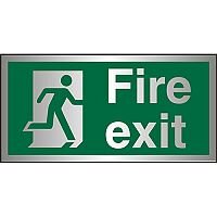 Brushed Aluminium Sign 300x150 1.5mm S/A Fire Exit Man Running Right Brushed Aluminium Sign 300x150 1.5mm S/A Fire Exit Man Running Right