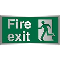 Brushed Alu Sign 300x150 1.5mm S/A Fire Exit - Man Running Left Brushed Alu Sign 300x150 1.5mm S/A Fire Exit - Man Running Left