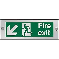 Clear Sign 300x100 5mm Fire Exit Man Running Arrow Pointing Down Left Clear Sign 300x100 5mm Fire Exit Man Running Arrow Pointing Down Left