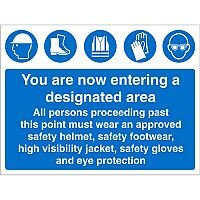 Construction Board Safety Sign 4mm Fluted Entering Designated Area Construction Board Safety Sign 4mm Fluted Entering Designated Area