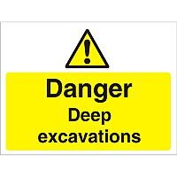 Construction Board 600x450 Safety Sign 4mm Fluted Danger Deep Excavations Construction Board 600x450 Safety Sign 4mm Fluted Danger Deep Excavations