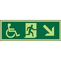 Photoluminescent Exit Sign 2mm Wheelchair Pictogram /Man Run Down Right Arrow PVC Photoluminescent Exit Sign 2mm Wheelchair Pictogram /Man Run Down Right Arrow PVC