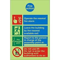 Photoluminescent Safe Sign 200x300 Fire Action Self Adhesive Vinyl Photoluminescent Safe Sign 200x300 Fire Action Self Adhesive Vinyl