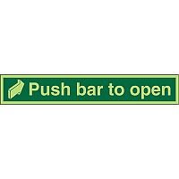 Photolum Safe Sign 600x100 Push Bar To Open Arrow Right 1mm Plastic Photolum Safe Sign 600x100 Push Bar To Open Arrow Right 1mm Plastic