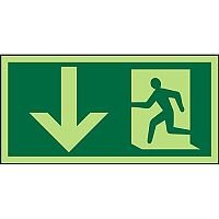 Photoluminescent Sign 300x150 Man Running Left & Arrow Down PVC Photoluminescent Sign 300x150 Man Running Left & Arrow Down PVC