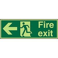 Photolum Sign 600x200 Fire Exit Man Running & Arrow Pointing Left Self Adhesive Vinyl Photolum Sign 600x200 Fire Exit Man Running & Arrow Pointing Left Self Adhesive Vinyl