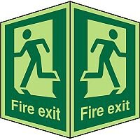 Photolum Signs 2 Faces Fire Exit Man Running Different Directions on Each Face Photolum Signs 2 Faces Fire Exit Man Running Different Directions on Each Face