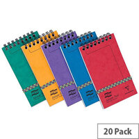 Europa Minor Notepad Wirebound Elasticated Ruled 80gsm 120 Pages 127x76mm Assorted Pack of 20 Europa Minor Notepad Wirebound Elasticated Ruled 80gsm 120 Pages 127x76mm Assorted Pack of 20