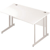 Wave Double Cantilever White Leg Right Hand Office Desk White W1400mm Wave Double Cantilever White Leg Right Hand Office Desk White W1400mm