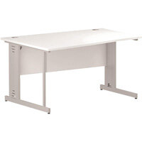 Wave Cable Managed White Leg Left Hand Office Desk White W1400mm Wave Cable Managed White Leg Left Hand Office Desk White W1400mm