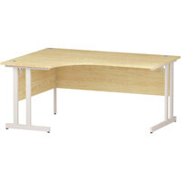 Impulse L-Shaped Corner Left Hand Double Cantilever White Leg Office Desk Maple W1600mm