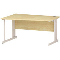 Wave Cable Managed White Leg Left Hand Office Desk Maple W1400mm Wave Cable Managed White Leg Left Hand Office Desk Maple W1400mm