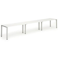 Evolve Plus Single Silver Frame Bench Desk W1600mm White (3 Person Pod)