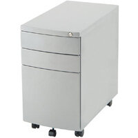 Steel Storage Slim Mobile Desk Pedestal with 3 Drawers Silver Steel Storage Slim Mobile Desk Pedestal with 3 Drawers Silver