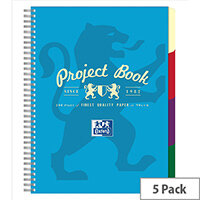 Oxford A4+ Campus 200 Pages 90gsm Wirebound 4-Hole Punched Ruled Margin Perforated Card Cover Project Book Assorted Colours Pack of 5 Ref 400015503 Oxford A4+ Campus 200 Pages 90gsm Wirebound 4-Hole Punched Ruled Margin Perforated Card Cover Project Book Assorted Colours Pack of 5 Ref 400015503