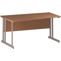 Wave Double Cantilever Silver Leg Left Hand Office Desk Beech W1600mm Wave Double Cantilever Silver Leg Left Hand Office Desk Beech W1600mm