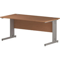 Impulse Rectangular Office Desk W1600xD800xH730mm Silver Cable Managed Legs Beech Top