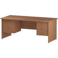Impulse Rectangular Office Desk W1800xD800xH730mm Panel End Legs Beech - Supplied With Matching 2 & 3-Drawer Fixed Pedestals