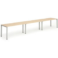 Evolve Plus Single Silver Frame Bench Desk W1600mm Maple (3 Person Pod)