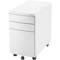 Steel Storage Slim Mobile Desk Pedestal with 3 Drawers White Steel Storage Slim Mobile Desk Pedestal with 3 Drawers White