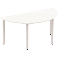 Modular Semi-Circular Table White with Silver Box Frame W1600xD800mm Modular Semi-Circular Table White with Silver Box Frame W1600xD800mm