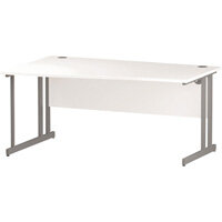 Wave Double Cantilever Silver Leg Left Hand Office Desk White W1600mm Wave Double Cantilever Silver Leg Left Hand Office Desk White W1600mm