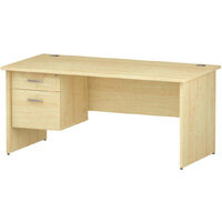 Impulse Rectangular Office Desk W1600xD800xH730mm Panel End Legs Maple - Supplied With Matching 2-Drawer Fixed Pedestal