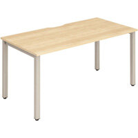 Evolve Plus Single Silver Frame Bench Desk W1400mm Maple