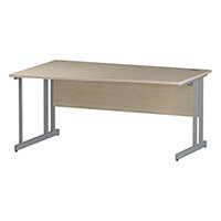 Wave Double Cantilever Silver Leg Left Hand Office Desk Maple W1600mm Wave Double Cantilever Silver Leg Left Hand Office Desk Maple W1600mm
