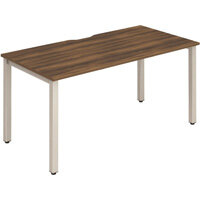 Evolve Plus Single Silver Frame Bench Desk W1400mm Walnut