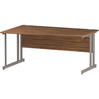 Wave Double Cantilever Silver Leg Left Hand Office Desk Walnut W1600mm Wave Double Cantilever Silver Leg Left Hand Office Desk Walnut W1600mm