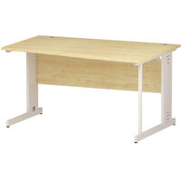 Wave Cable Managed White Leg Right Hand Office Desk Maple W1400mm Wave Cable Managed White Leg Right Hand Office Desk Maple W1400mm