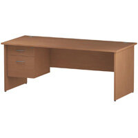 Impulse Rectangular Office Desk W1800xD800xH730mm Panel End Legs Beech - Supplied With Matching 2-Drawer Fixed Pedestal