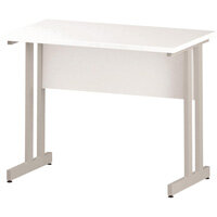 Rectangular Double Cantilever White Leg Slimline Office Desk White W1000xD600mm Rectangular Double Cantilever White Leg Slimline Office Desk White W1000xD600mm