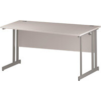 Wave Double Cantilever Silver Leg Right Hand Office Desk White W1600mm Wave Double Cantilever Silver Leg Right Hand Office Desk White W1600mm