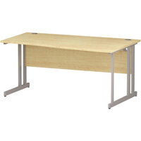 Wave Double Cantilever Silver Leg Right Hand Office Desk Maple W1600mm Wave Double Cantilever Silver Leg Right Hand Office Desk Maple W1600mm