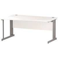 Wave Cable Managed Silver Leg Left Hand Office Desk White W1600mm Wave Cable Managed Silver Leg Left Hand Office Desk White W1600mm