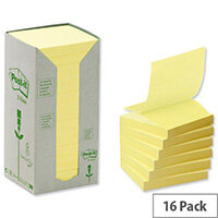 Post-it Z-note Tower Recycled Yellow 100 Sheets per Pad 76x76mm Pack 16 Post-it Z-note Tower Recycled Yellow 100 Sheets per Pad 76x76mm Pack 16