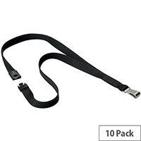 Durable 15mm Textile Lanyard Soft Colour Black Pack of 10 Durable 15mm Textile Lanyard Soft Colour Black Pack of 10