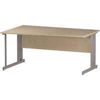 Wave Cable Managed Silver Leg Left Hand Office Desk Maple W1600mm Wave Cable Managed Silver Leg Left Hand Office Desk Maple W1600mm