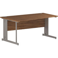Wave Cable Managed Silver Leg Left Hand Office Desk Walnut W1600mm Wave Cable Managed Silver Leg Left Hand Office Desk Walnut W1600mm