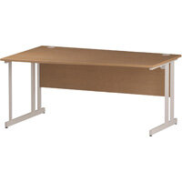 Wave Double Cantilever White Leg Left Hand Office Desk Oak W1600mm Wave Double Cantilever White Leg Left Hand Office Desk Oak W1600mm