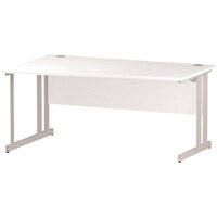 Wave Double Cantilever White Leg Left Hand Office Desk White W1600mm Wave Double Cantilever White Leg Left Hand Office Desk White W1600mm