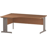 Impulse L-Shaped Left Hand Office Desk W1800xD1200/800xH730mm Silver Cable Managed Legs Beech Top