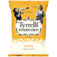 Tyrrells Sweet Popcorn 90g Ref 701948 Pack of 12 Tyrrells Sweet Popcorn 90g Ref 701948 Pack of 12
