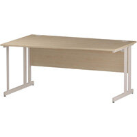 Wave Double Cantilever White Leg Left Hand Office Desk Maple W1600mm Wave Double Cantilever White Leg Left Hand Office Desk Maple W1600mm