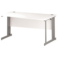 Wave Cable Managed Silver Leg Right Hand Office Desk White W1600mm Wave Cable Managed Silver Leg Right Hand Office Desk White W1600mm