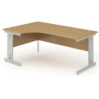 Impulse L-Shaped Right Hand Office Desk W1800xD1200/800xH730mm Silver Cable Managed Legs Oak Top