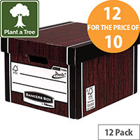 Bankers Box by Fellowes Premium 725 A4/Foolscap Classic Storage Box Woodgrain Pack of 12 for the Price of 10 Bankers Box by Fellowes Premium 725 A4/Foolscap Classic Storage Box Woodgrain Pack of 12 for the Price of 10